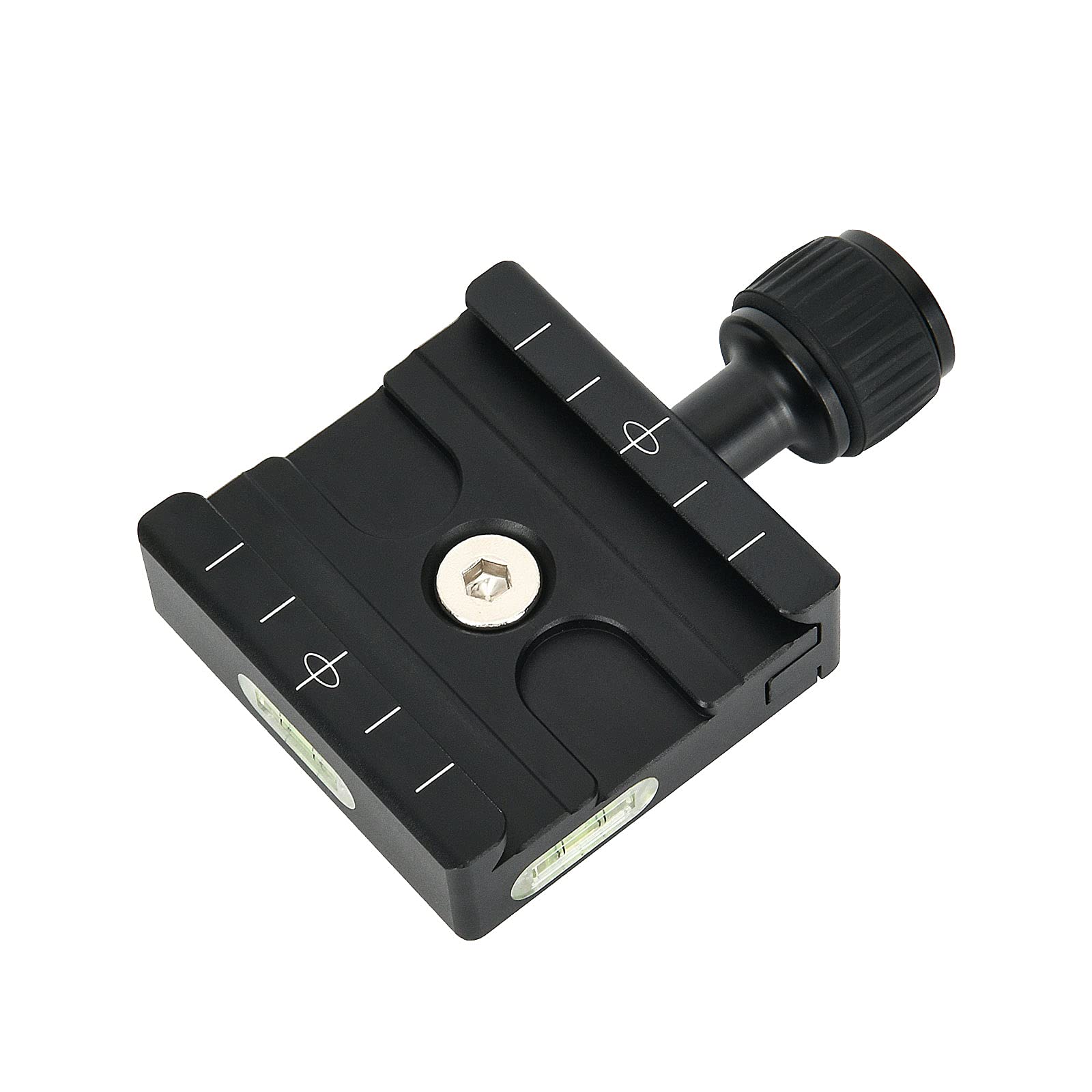 Placa de liberación rápida de aluminio de 50 mm con adaptador de 1/4 pulgadas y nivel de burbuja Ytvariw, compatible con cabeza de bola de trípode (50 mm)