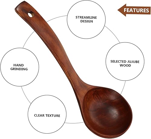 Miniatura 5 de Luxshiny Juego de 3 cucharas de madera para pasta, cucharas chinas de ramen asiático, cucharas de arroz, cucharas de azúcar, cucharas de frutas para