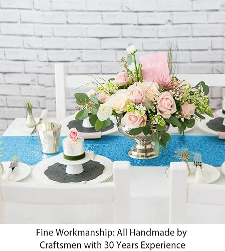 Vista 101 de Camino de mesa de lentejuelas doradas, 12 x 72 pulgadas, paquete de 15 caminos de mesa de boda con purpurina, camino de mesa dorado brillante