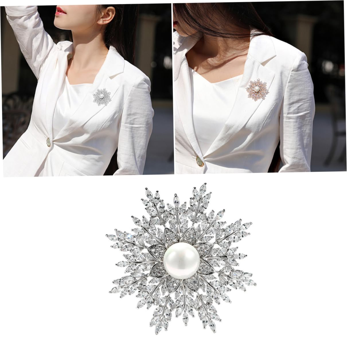 SOIMISS 3pezzi Spilla Elegante Forma Di Fiocco Di Zircone Per Donne Accessorio Per Cardigan e Giacche Decorazione Sottile e Chic Argento Perfetta Per Matrimonio e Occasioni Speciali