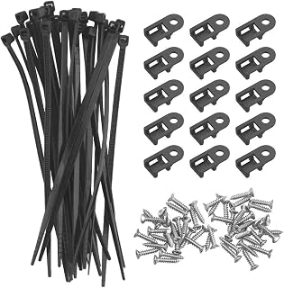 BGTXINGI 100Pcs Saddle-Type Cable Tie Mount Bases Cable Clip Organizer Cord Holders and 100Pca Cable Zip Ties with 100PCS Deep Thread Pan Head Screws Cable Wire Management for Office and Home(Size 3)