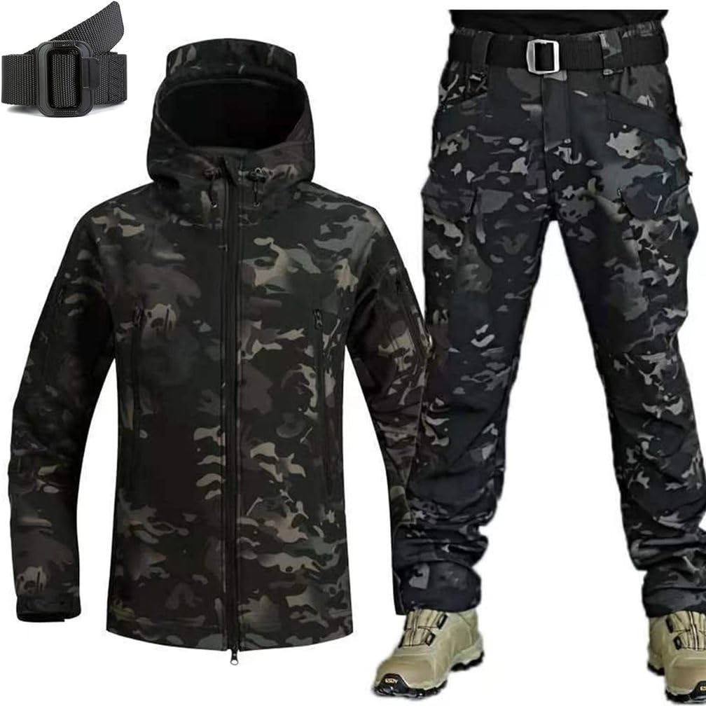 Chaqueta TáCtica para Hombre Y Pantalones de Combate Colocar, TáCtico Militar Uniforme de Combate, Impermeable Pantalones de Chaqueta Softshell, Caza Uniforme Militar ACU