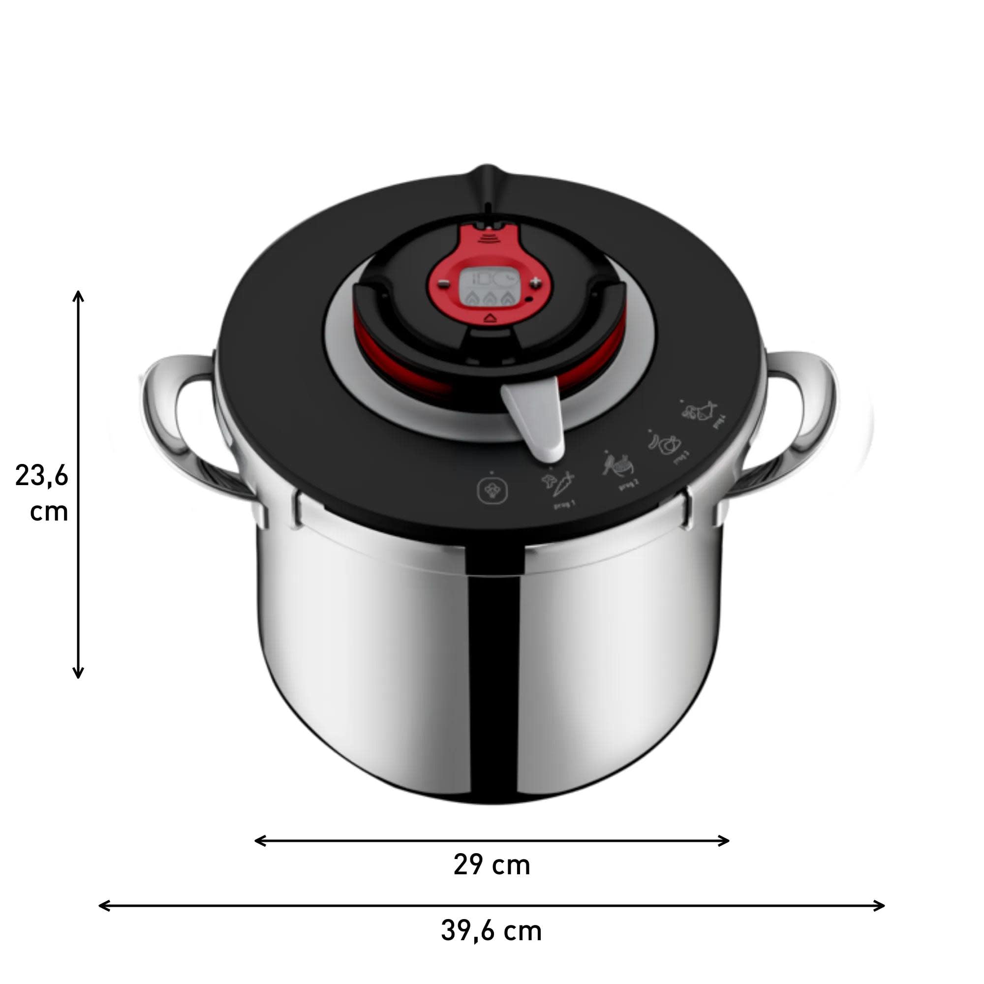 SEB Clipso + Chef Expert 8 L, Cocotte-minute avec 4 programmes, 6 à 8 personnes, Cuisson rapide, Compatibilité four, P4571400, Acier Inoxydable
