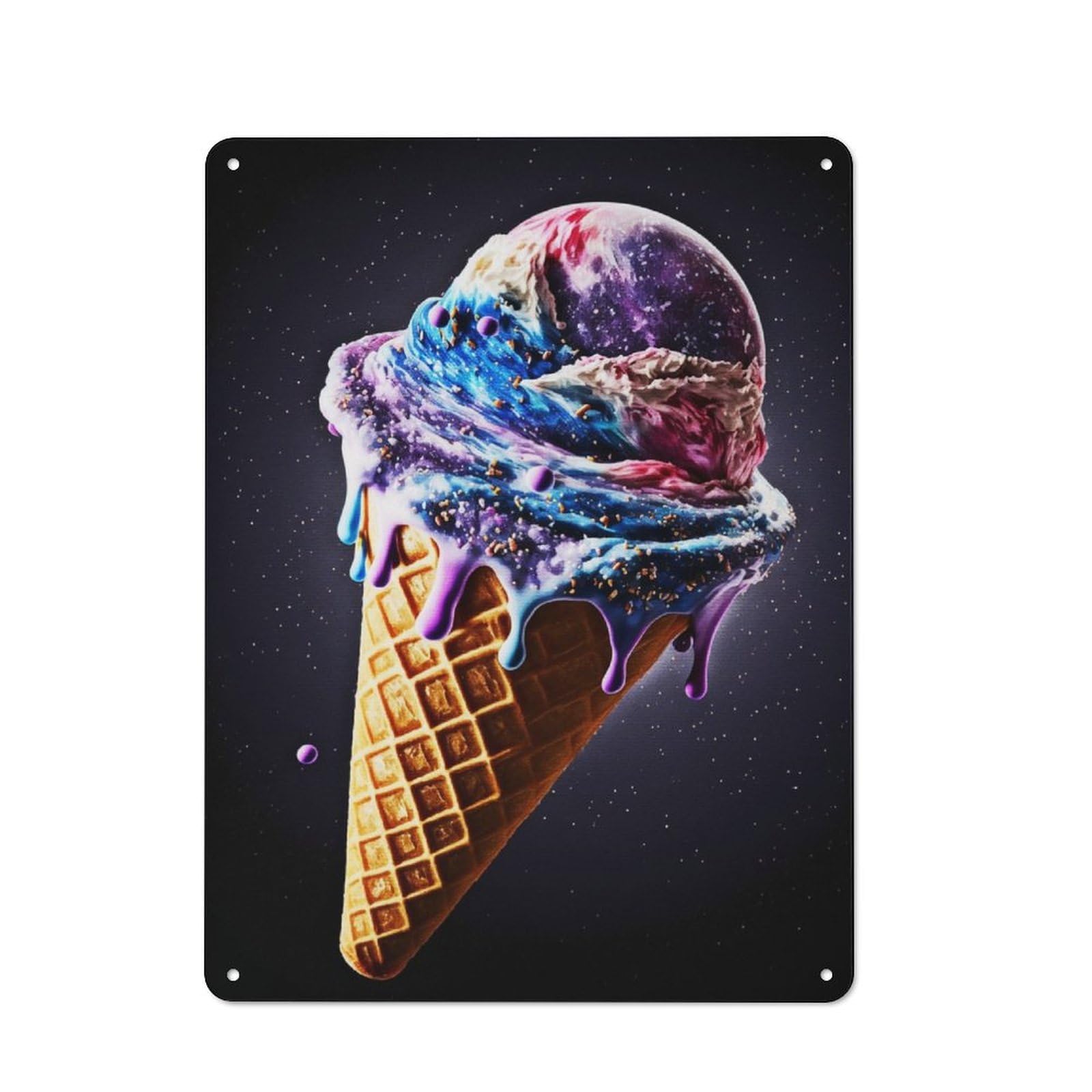 Junmoney Ice Cream Cosmic Galaxy Vintage Metal Sign 40X30cm For Pub Or Café, For Collectors Of Vintage Metal Wall Decor