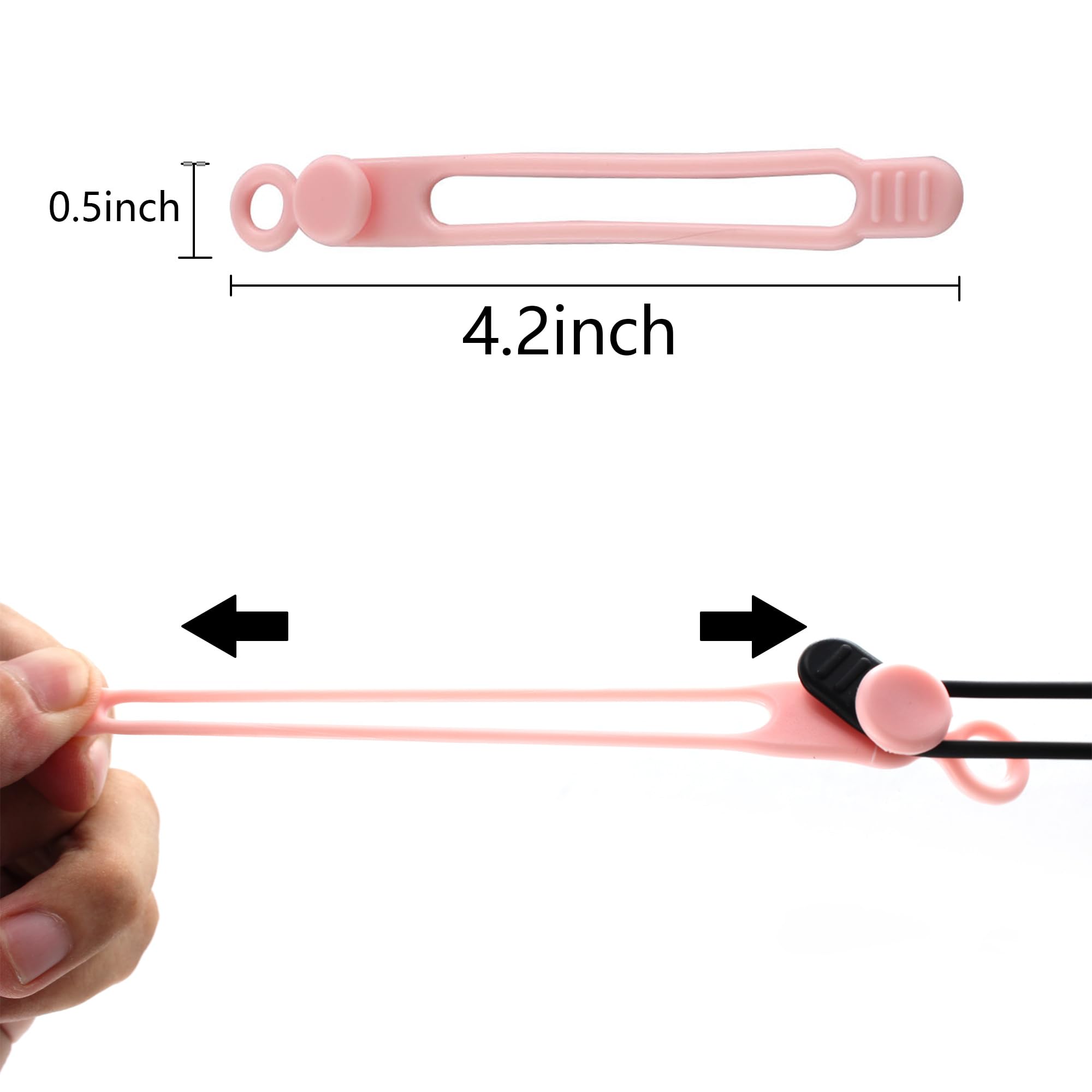 YUYUDEHM 20pcs Silicone Cable Ties, Reusable Cable Management Organizer, Button-Type Design, Black, White, Pink, Green