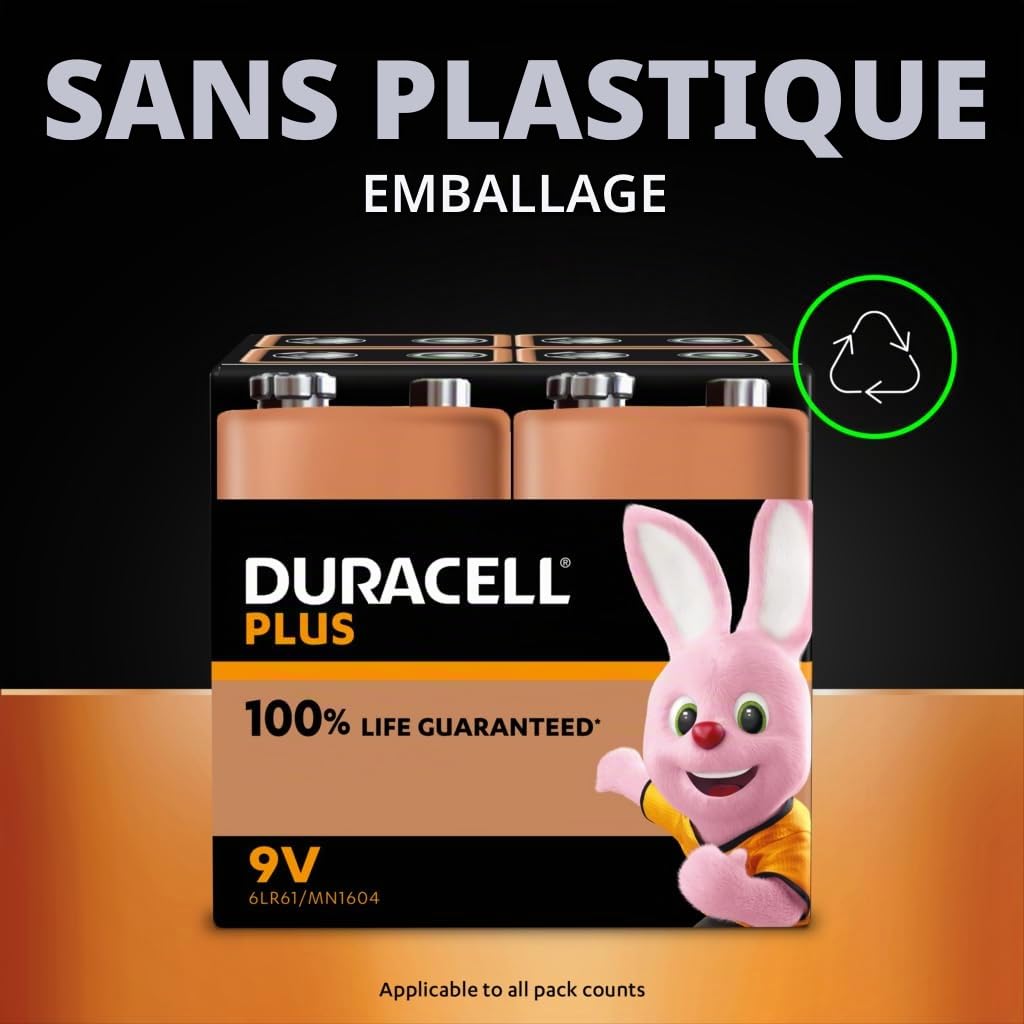 Duracell Plus 9V, 6LR61 MN1604 | 10 Piles