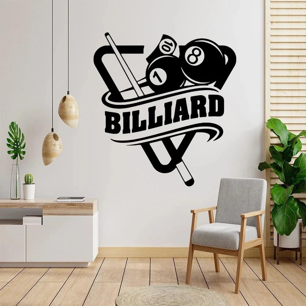 Billiards Snooker Vinyl Wall Sticker Pool Room Logo Poster Living Room Home Billiards Wall Window Decoration Mural Decal 42x45cm