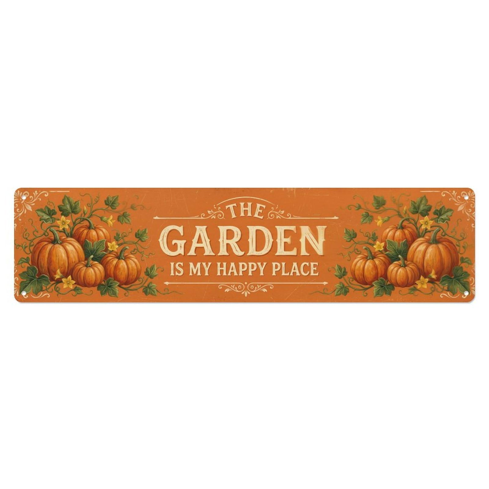 Vintage The Garden Is My Happy Place Pumpkin Patch Metal Tin Sign
