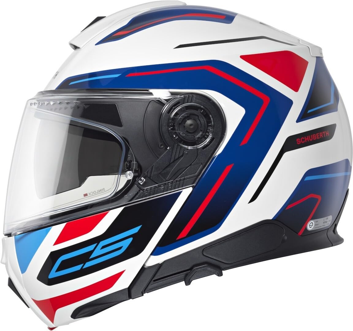 Schuberth C5 Omega Casco apribile, bianco/rosso/blu, M (57)