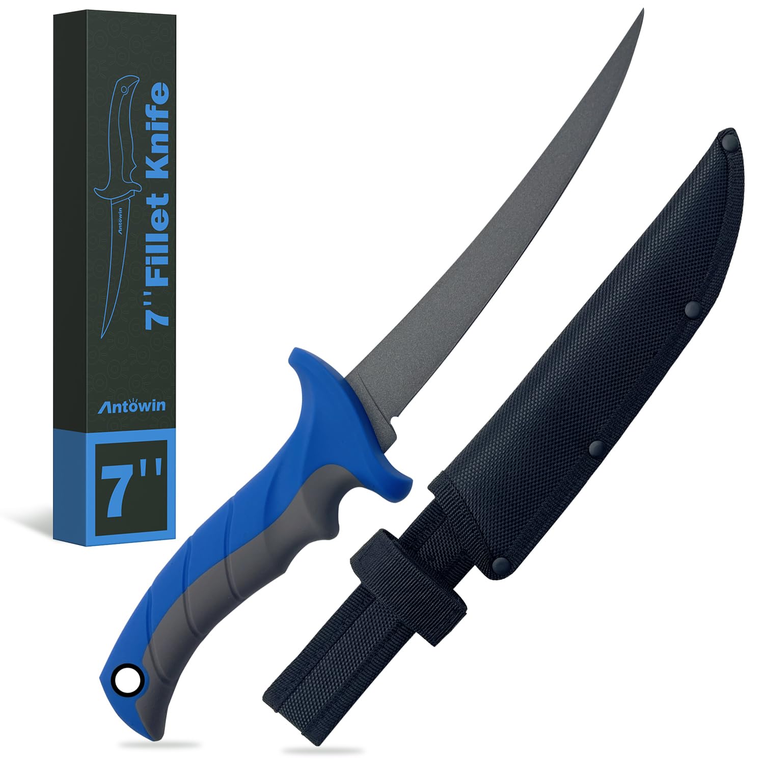 ANTOWIN Heavy Duty Fish Fillet Knife - 7" Sharp Blade Boning Knife, Flexible Fillet Knives for Meat Fish Poultry Chicken,Fishing Gear Tool for Hunting