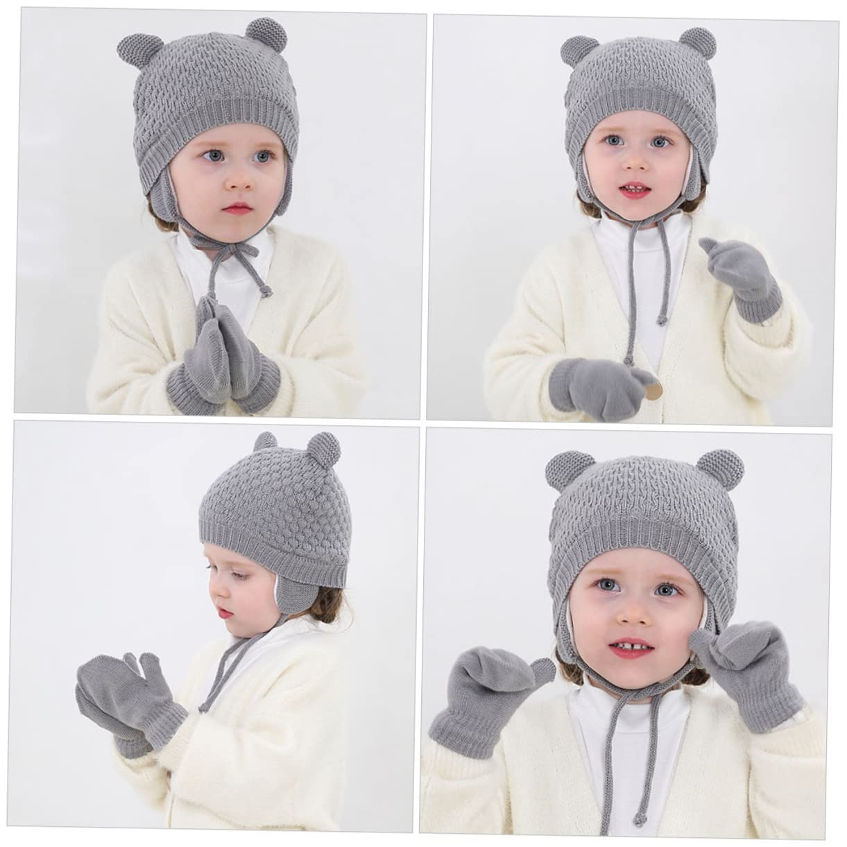 5 Ensembles Bonnet Pour Enfants De Neige Pour Enfants D'hiver Chapeau Enfant Capuchons Jugulaires Chapeaux Pour Tout-petits Garçons Hommes Laine Acrylique Grey