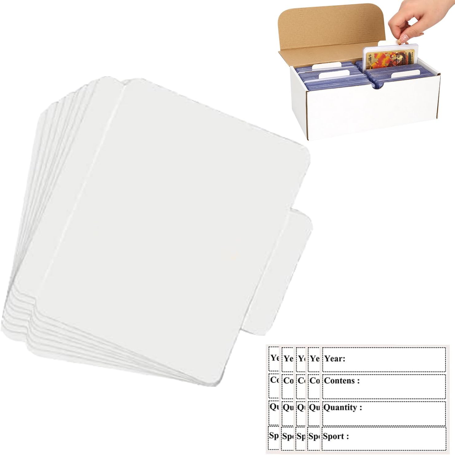 BIUBOOMWhite Trading Card Dividers,card box dividers,card