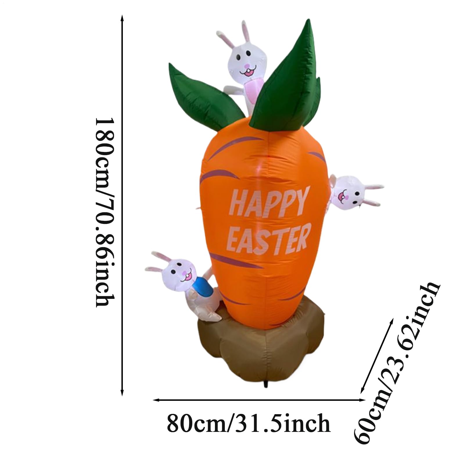 Outdoor Easter Inflatables Oświetlona Ozdoba Świąteczna -Marchewka 183 Cm | Wiosenna Ozdoba Dekoracja Na Trawę I Taras Na Podwórko Przed Domem Ganki Centra Handlowe