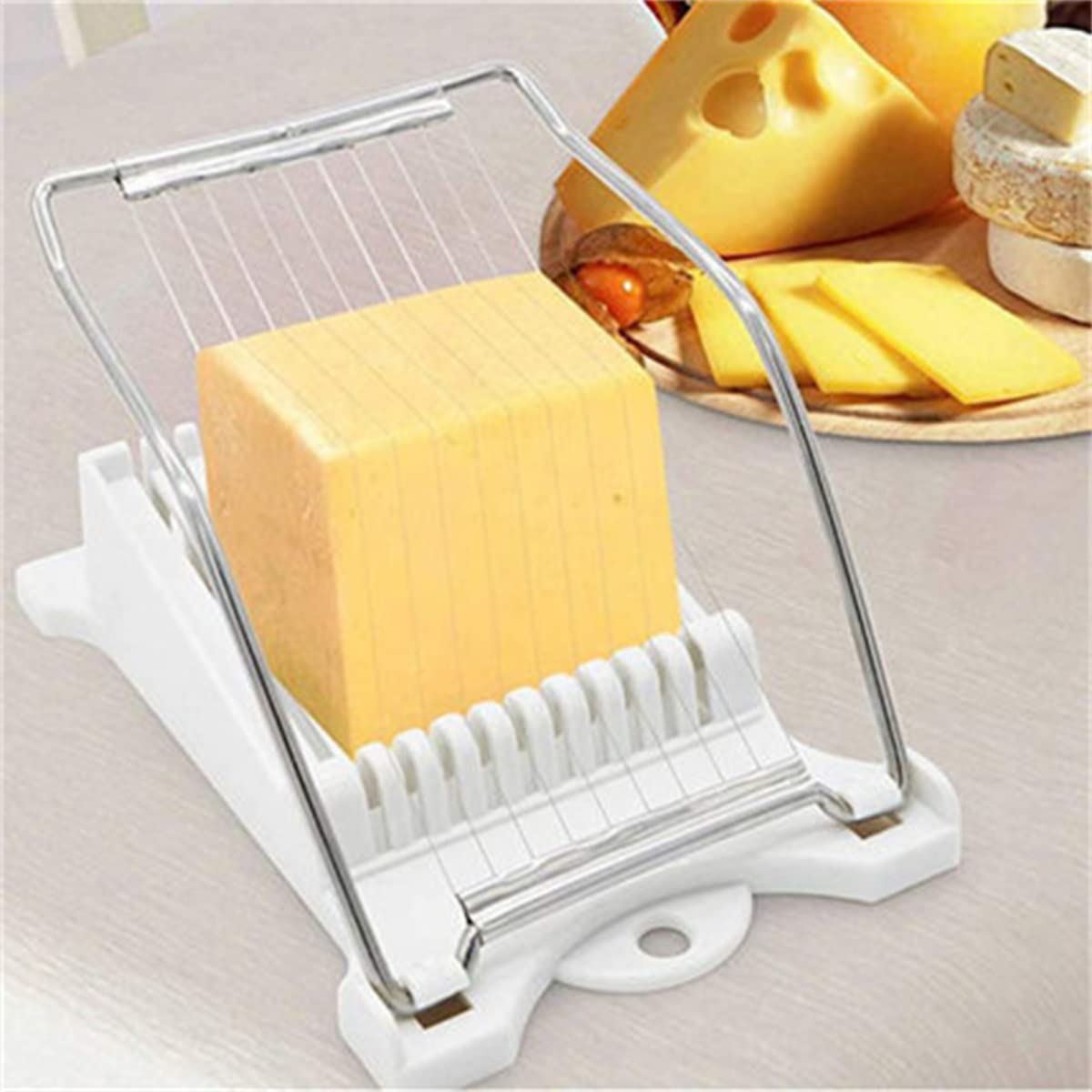 Multifunctional Stainless Steel Luncheon Meat Slicer,Home Slicing and Splitting Tools,Food Slicer for Butter Cheese Kiwifruit Strawberry Banana and Cooked Eggs Etc. (White)