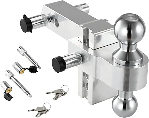 Marada Enganche de remolque ajustable, enganche de caída y elevación de 4 pulgadas, se adapta a receptor de 2 pulgadas, enganche de remolque de