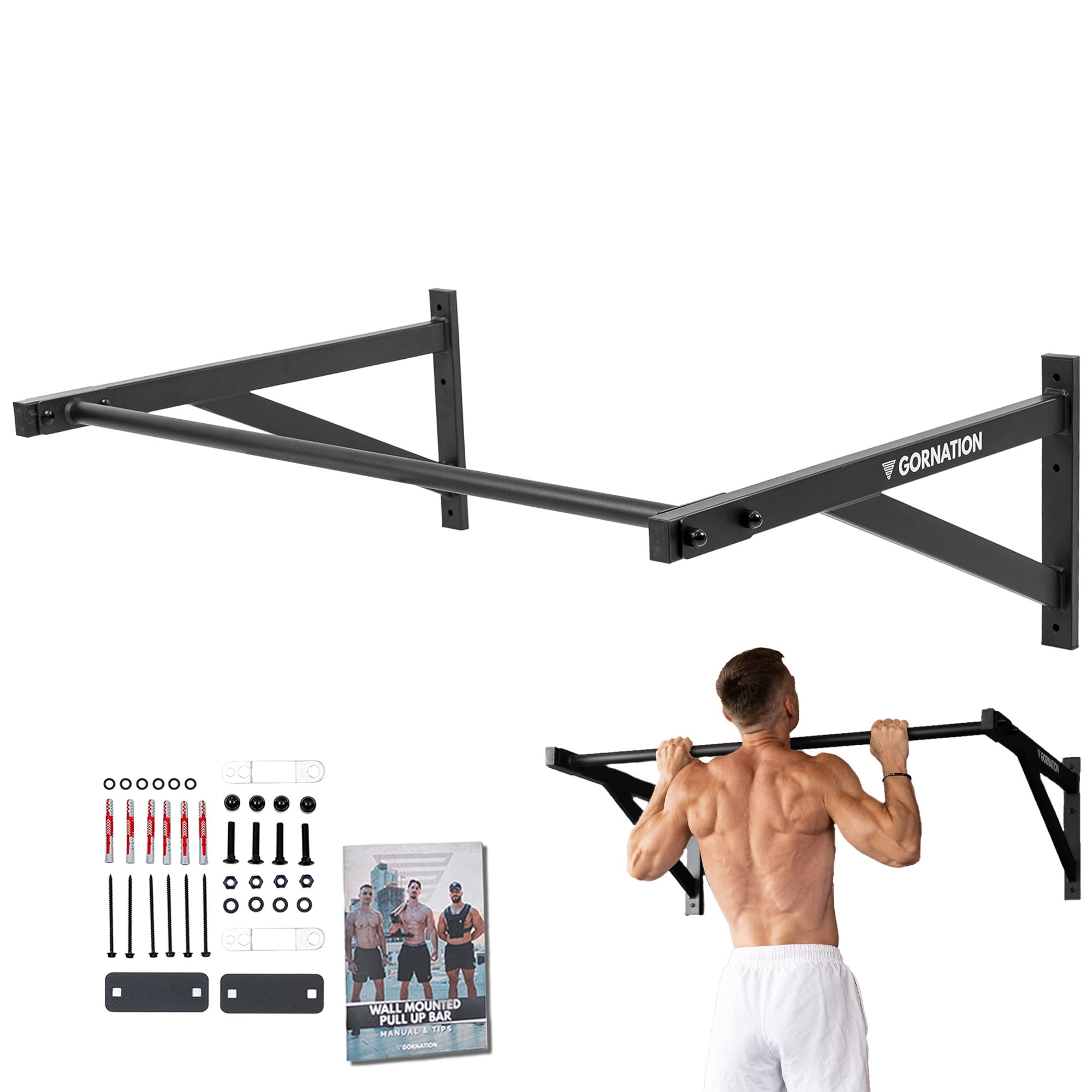 GORNATION Klimmzugstange für Wand, Ganzkörpertraining Reckstange, Pull Up Bar, Klimmzug Wand, Multifunktionale Pull Up Bar, Perfekt für Calisthenics, Klimmzüge, Muscle Ups & Mehr, Ideal für Home Gym