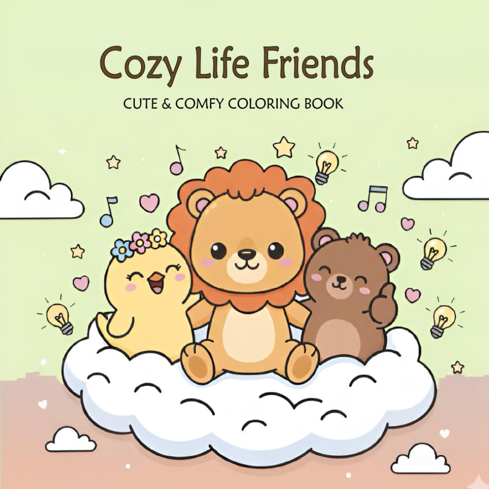 Cozy Life Friends: Coloring Book Featuring Super Cute Animal Characters in Cozy friends Moments for Relaxation
