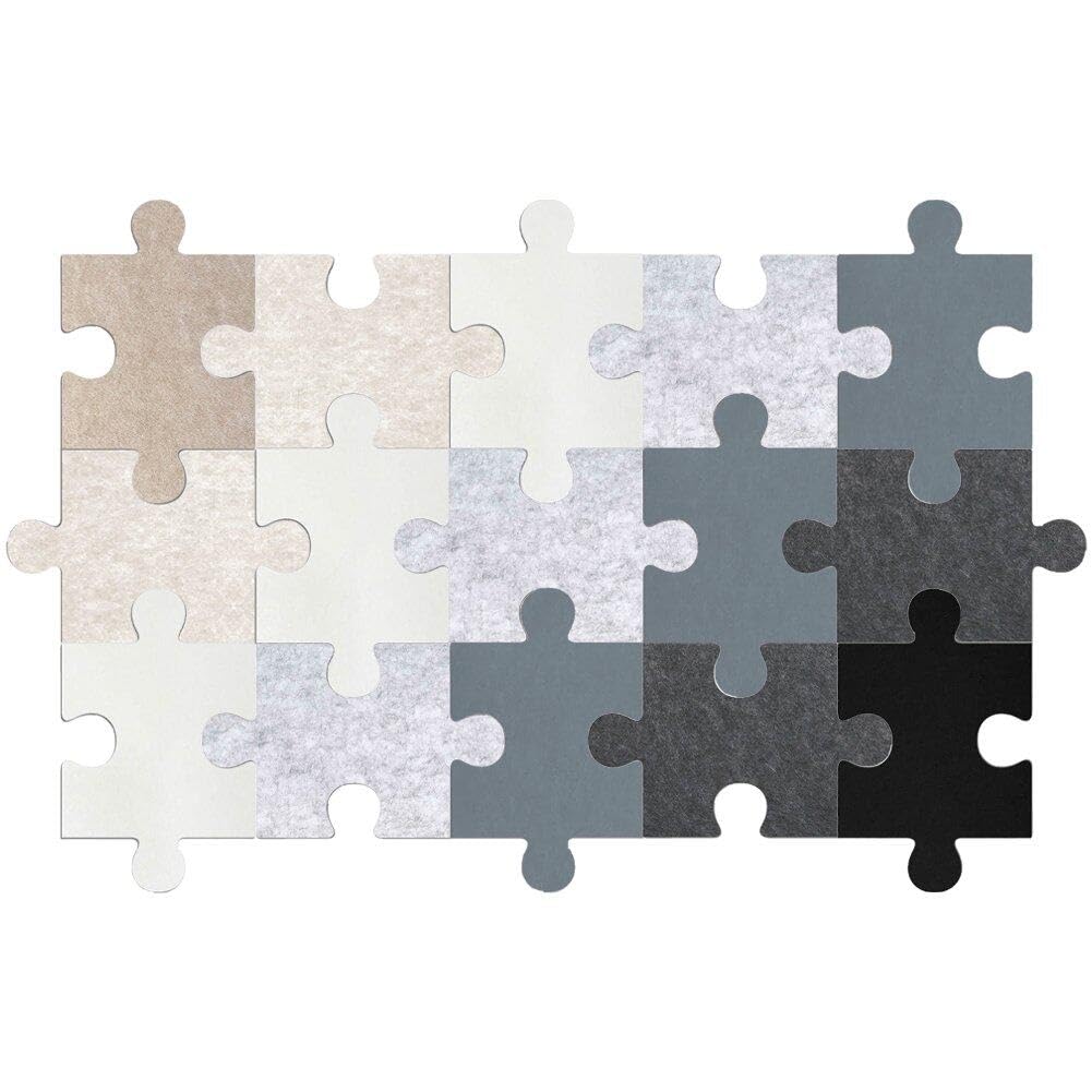 Puzzle-Pinnwand aus Filz 15 Stück selbstklebend um Fotos aufzubewahren Anzeigetafel-Pads 3D-Puzzle Korktafel Fliesen Wandaufkleber, 11.81*7.87inch, Wie gezeigt