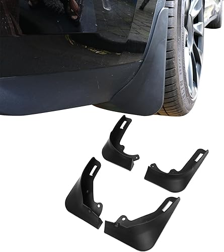 Miniatura 2 de IKON MOTORSPORTS, Protector contra salpicaduras compatible con Tesla Modelo Y 2020-2024, aletas de barro de PP negras delanteras y traseras, kit de