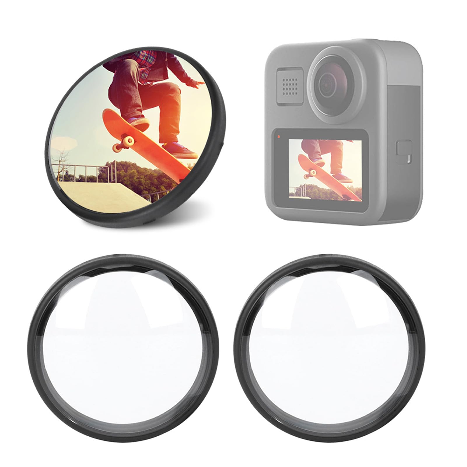 Kit protezione per lenti da 2 pc per Go Pro Max Sports Camera Protector Kit Go Pro Scratch Proof Camera Accessori per lo strumento per lenti adesivi massimi