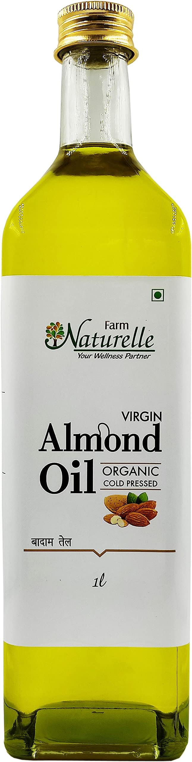 Farm Naturelle 100% Pure Almond Oil Fssai Apporved For Trusted Health Benefits of Entire family. (1000 Ml)