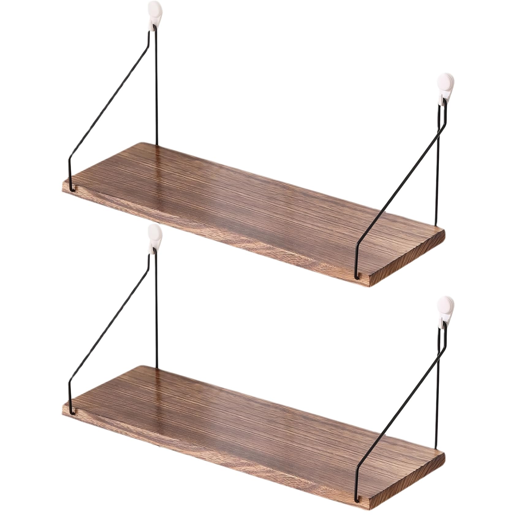 Hperu Floating Shelves for Wall, No Drilling Wood Shelves, Renter Friendly with Traceless Nails, 16x6 Inch, 2 Pack