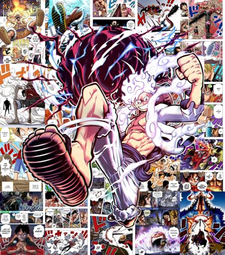 Image of Moment Prints Luffy Colored Manga Collage Poster Set - Set of 20, 210 mm x 297 mm, 300 GSM Paper, One Piece Posters, Monkey D. Luffy Poster (Luffy Manga) - Glue Dots Included, Cardstock