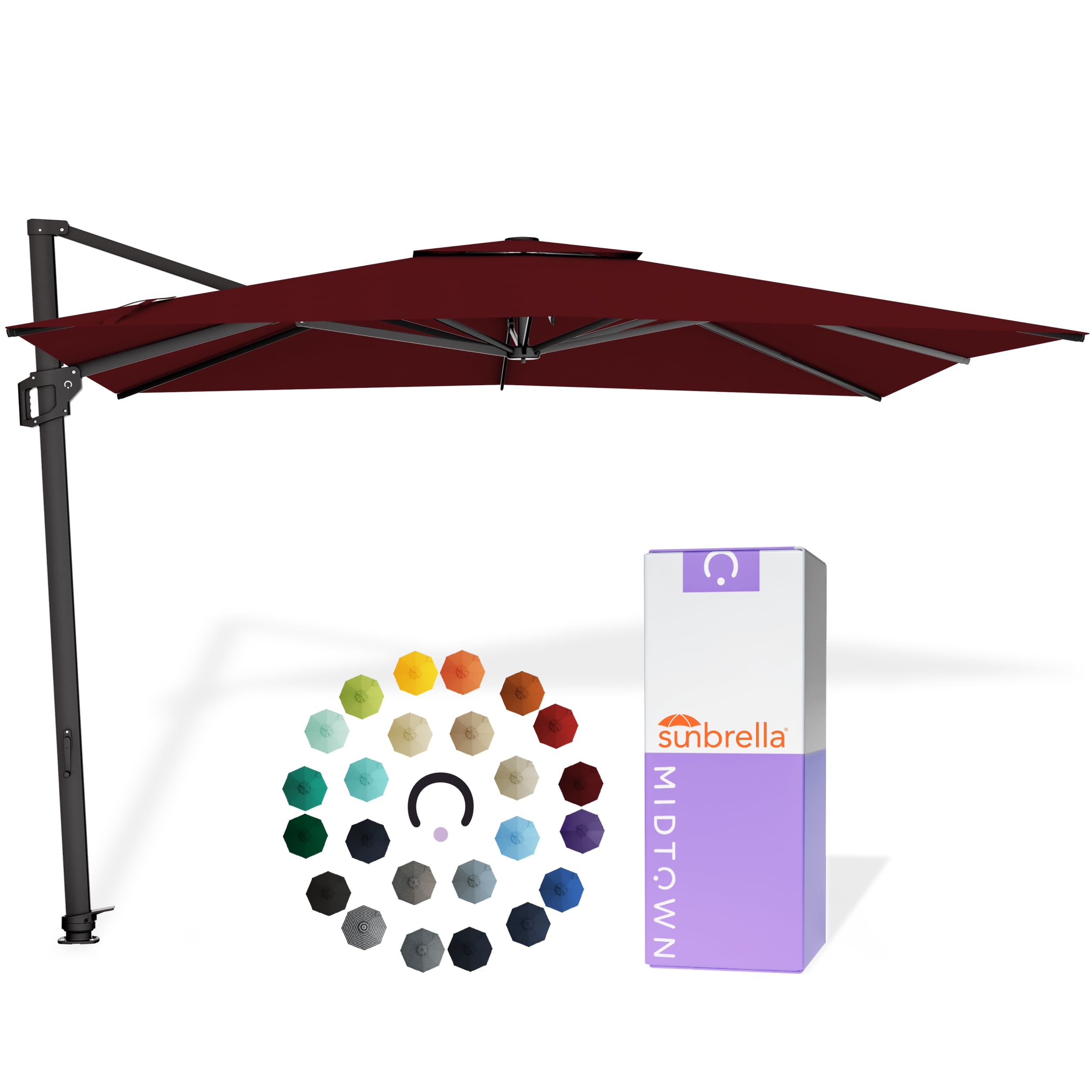 Midtown Umbrellas Grande Square - 9 x 9 Ft Cantilever Umbrella
