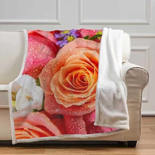 Cobijas Calientes para Invierno - Manta lanuda decorativa de color rosa para sofá, cama, sofá, tamaño pequeño, 31.5 x 47 pulgadas