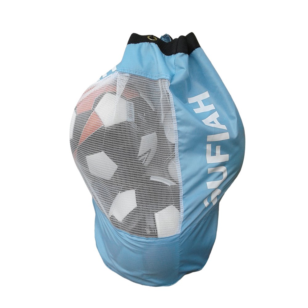Sufiah 4 6 8 12 Balls Heavy Duty Football Bag Soccer Ball Holder Shoulder Strap Training Bags (Blue-Bag, 4)