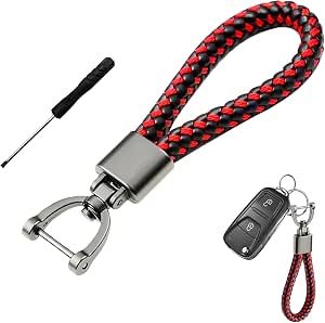 JUSTTOP Braided Leather Key Chain, 360° Rotatable D-Ring Weave Rope ...