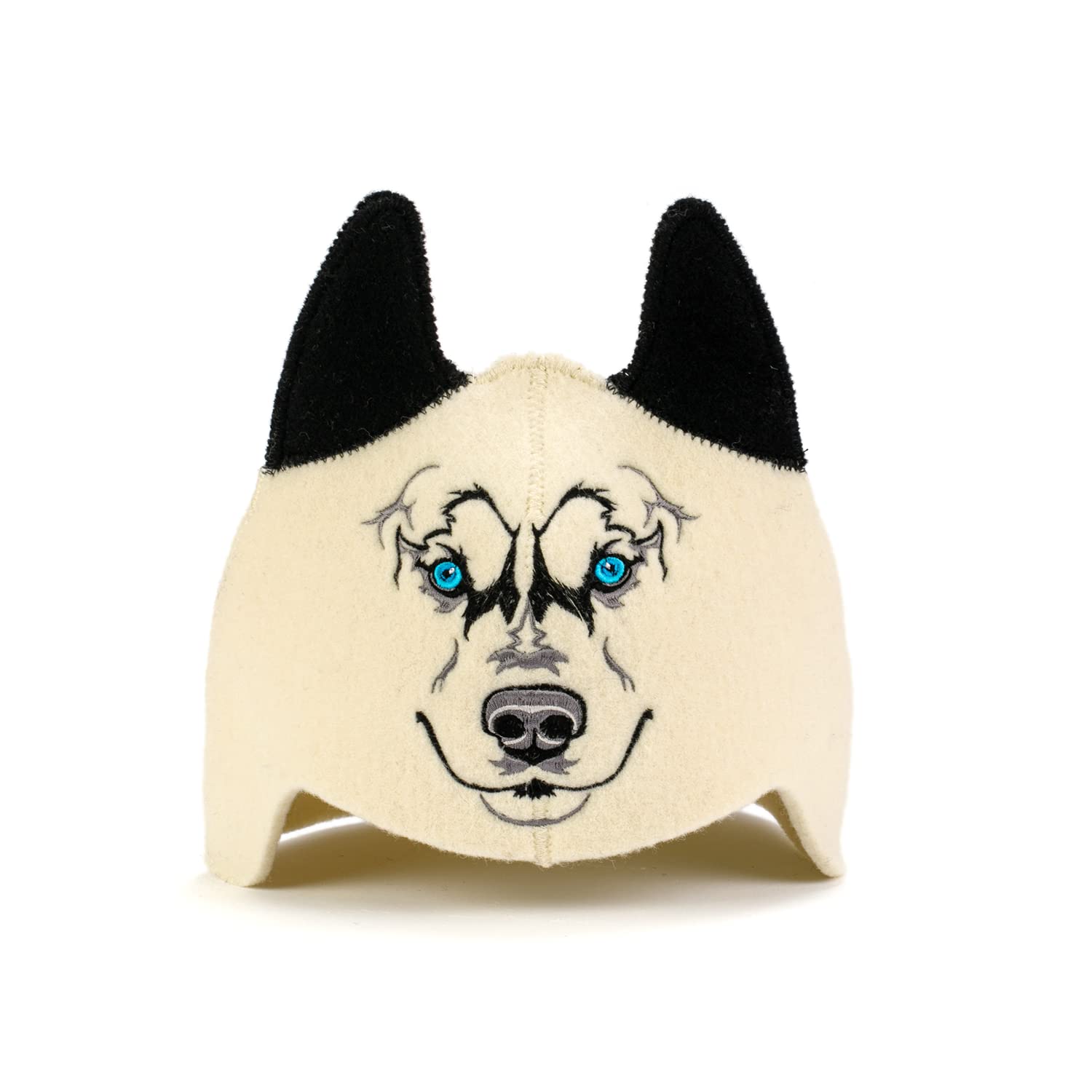 SAUNA GURU Sauna Wolf Hat, 100% Organic Wool Felt Sauna Cap, Banya Hat Sauna Hair Protector, Sauna Accessories Embroidered Hat, Russian Sauna Hat, Sauna Gifts for Men and Women, Sauna Room Accessory