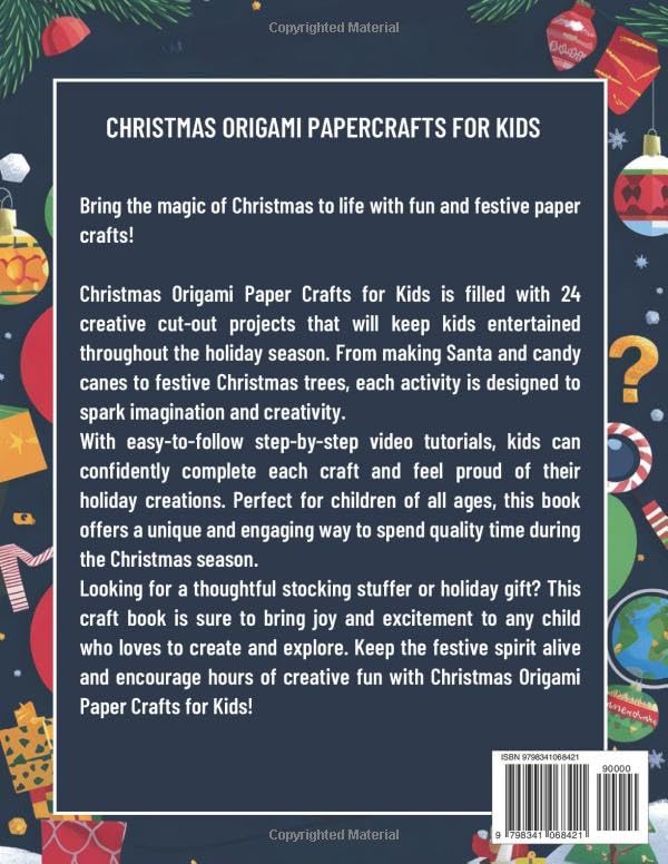 Christmas Origami Paper Crafts for Kids Ages 4-8: 24 Fun and Easy Festive Paper Cutting, Folding, and Gluing Arts and Crafts Activity Book for ... for Christmas Gifts & Stocking Stuffers image 3