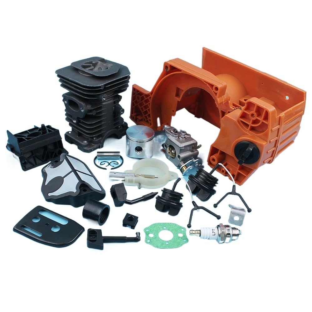 UNARAY Soporte de carburador de pistón de Cilindro de cárter (38mm) Apto for Husqvarna 137 142 Motosierra Bomba de Tapa de Aceite de Combustible Junta de Placa de Barra de Filtro de Aire