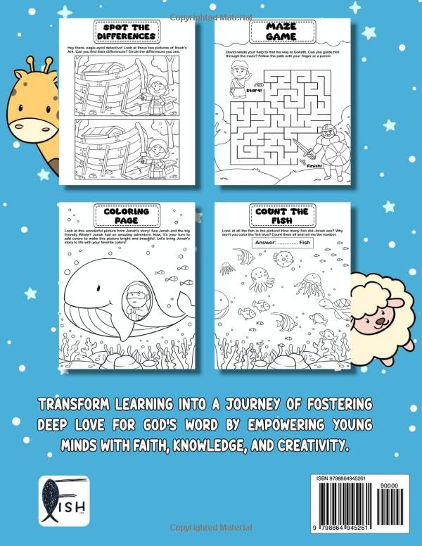 My First Bible Stories Activity Book: Three Bible Stories with Lessons for Kids ages 4-8 (Noah's Ark, Jonah and the Big Fish, and David and Goliath) (Little Explorers' Bible Quest) - Image 2