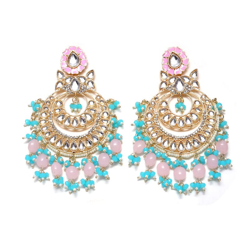 Cierra Attractive Sky Blue and Pink Pearl Gold Plated Chandilier Earring For Women (B0BVMPXV76) Amazon Price History, Amazon Price Tracker