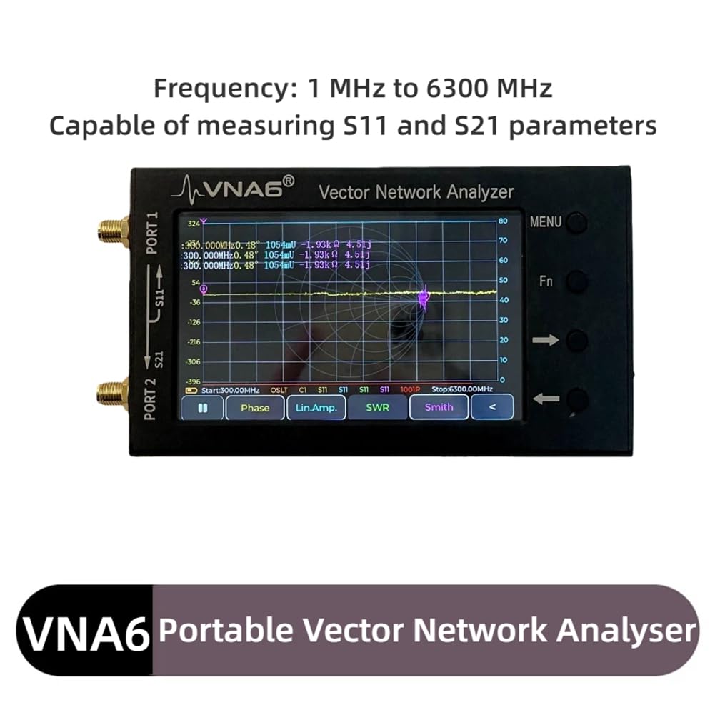 VNA für MF/HF/VHF/UHF/SHF Antennenmesswerkzeug - Tragbarer VNA6 Vektor-Netzwerkanalysator (1MHz - 6GHz), Misst die Parameter S11 und S21.