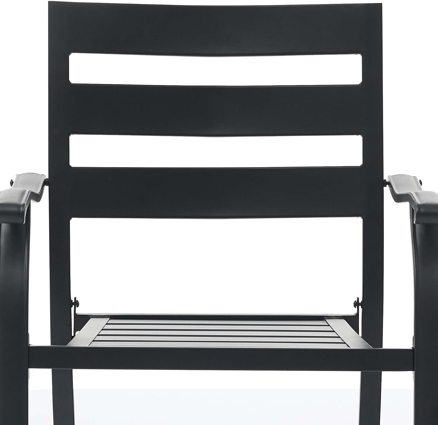 Patio Dining Chairs Set of 6, Black Stackable Outdoor Dining Chairs, Metal Patio Furniture Set for Garden Backyard Lawn Deck Support Over 300 lbs