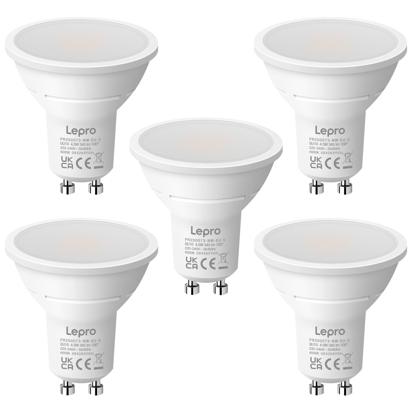 Lepro GU10 LED Bulbs, Neutral White 4000K, 4.5W, 50W Equivalent, Pack of 5