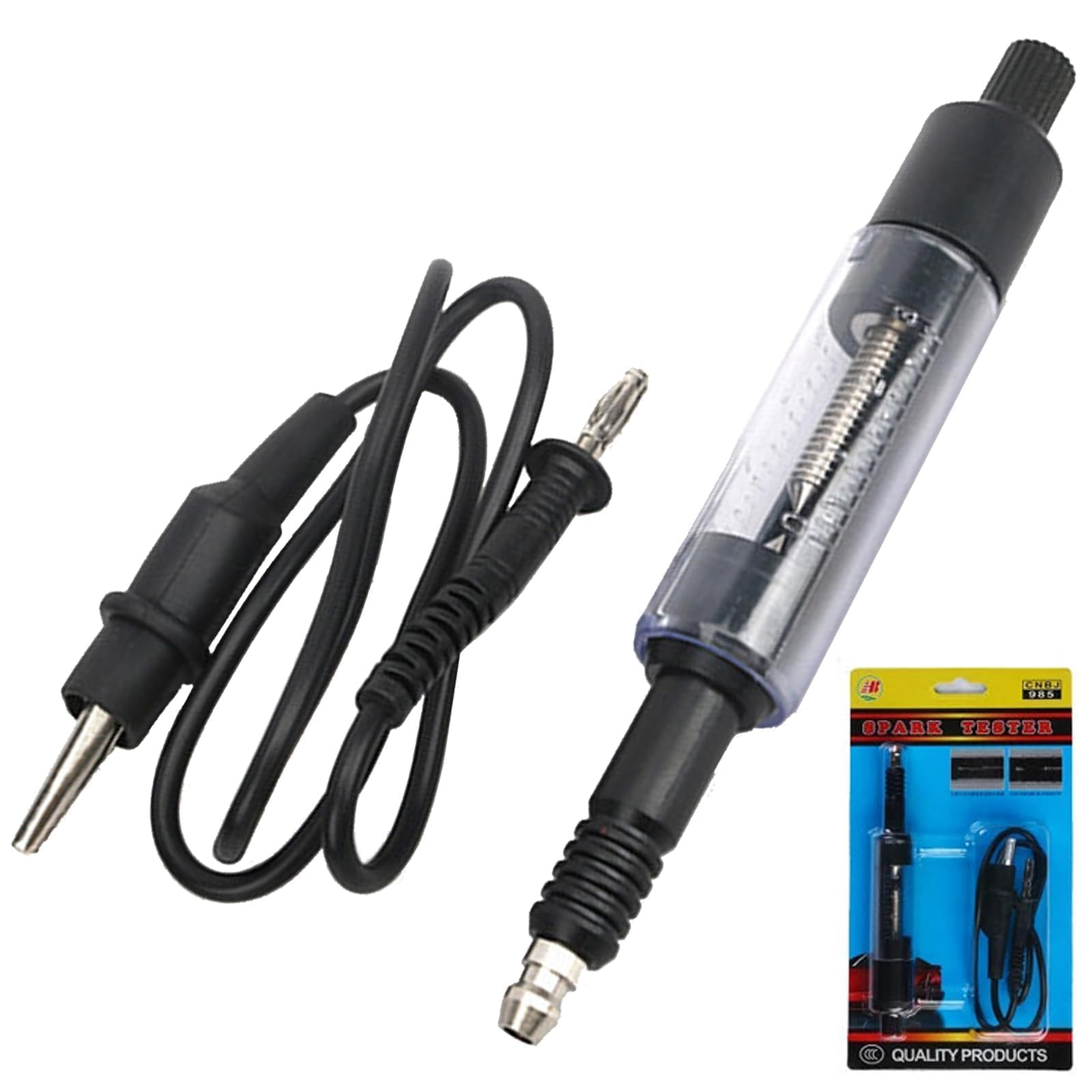 NIYATA Tester di Accensione, Tester di Candele di Accensione,Con Cavo,Tester Candela del Motore di Auto,per Motociclette,Camion,Falciatrici per Erba,Nero