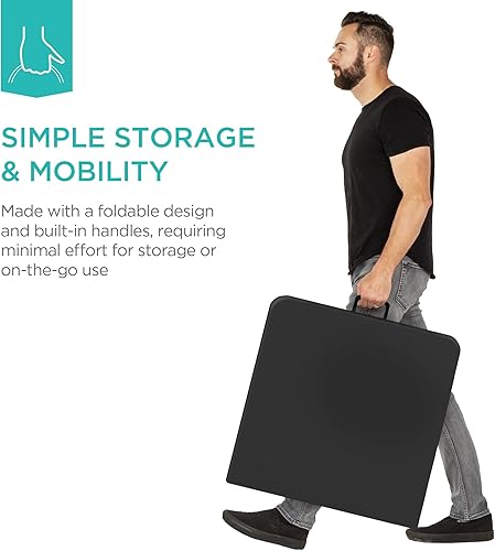 Miniatura 7 de Best Choice Products Mesa plegable de plástico de 4 pies, para interiores y exteriores, resistente, portátil, con asa, cerradura para picnic,