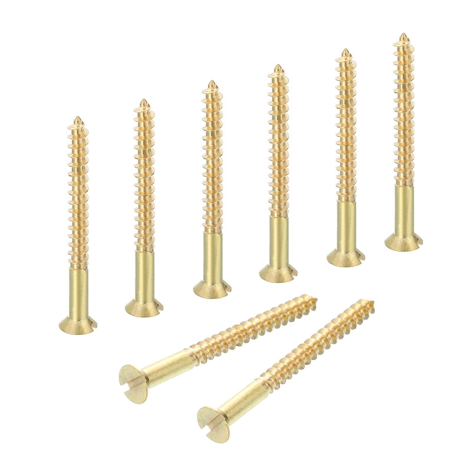 sourcing map Wood Screws, M5 x 50mm Brass Slotted Flat Head Self Tapping Screw Quick Metal Self-Tapping for Indoor Household Appliances Furniture Woodworking Pack of 8 — image 1