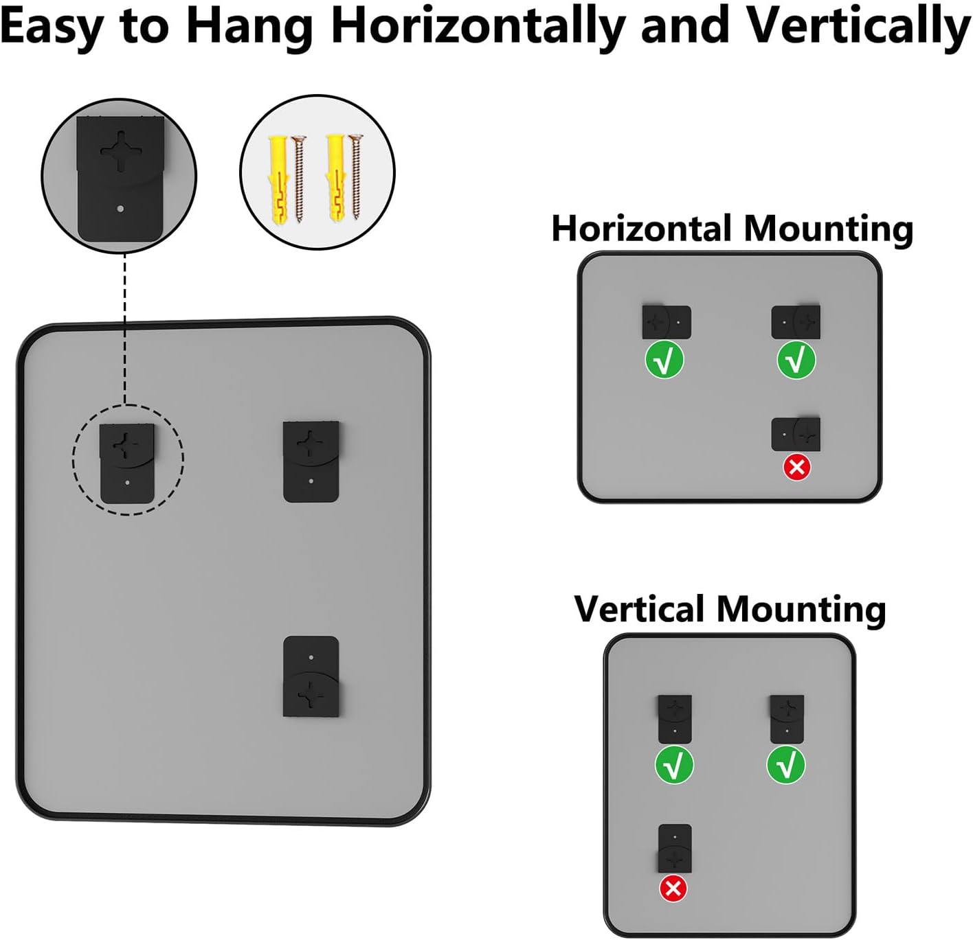 Koonmi Bathroom Mirror, 30X36 Inch Black Metal Framed Mirror for Bathroom, Tempered Glass, Anti-Rust, Rounded Rectangle Mirror for Restroom, Bedroom, Black - Image 8