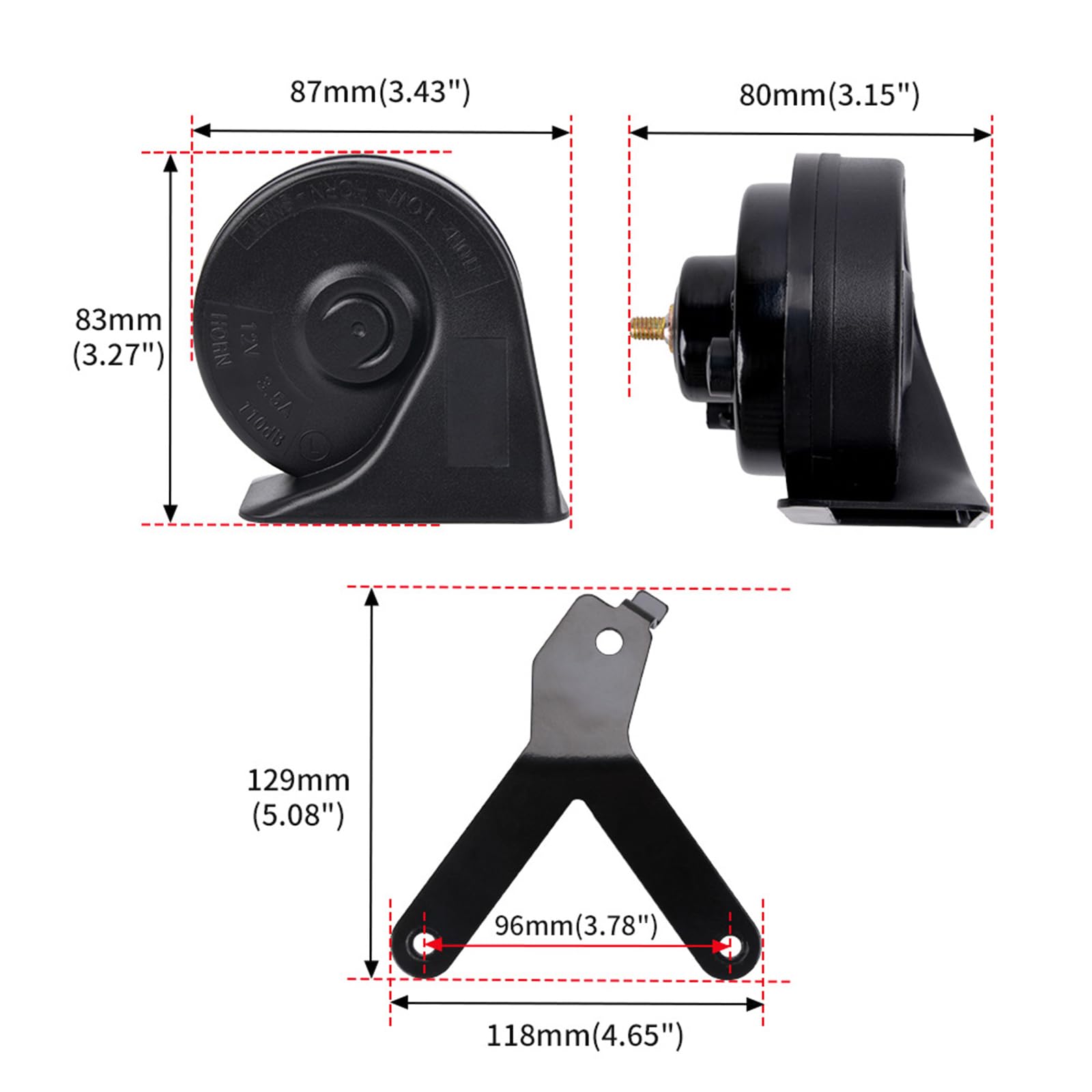 Bocina estilo caracol de 12 V con unidades de tono y bajo