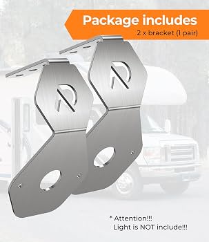 SS Mirror Light Bracket, Amber Watermelon Light Glass. Straight Angle