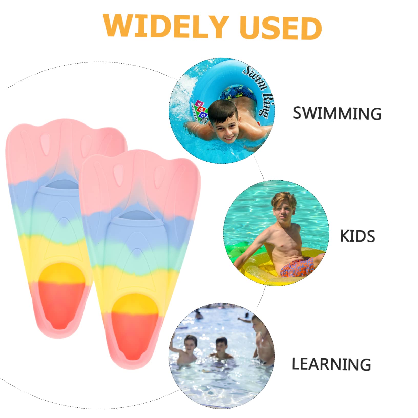 Gogogmee 1Pair for Diving Training Lightweight Silicone Flippers for Snorkeling Comfortable Fit for Beach Pool Use for Young Swimmers