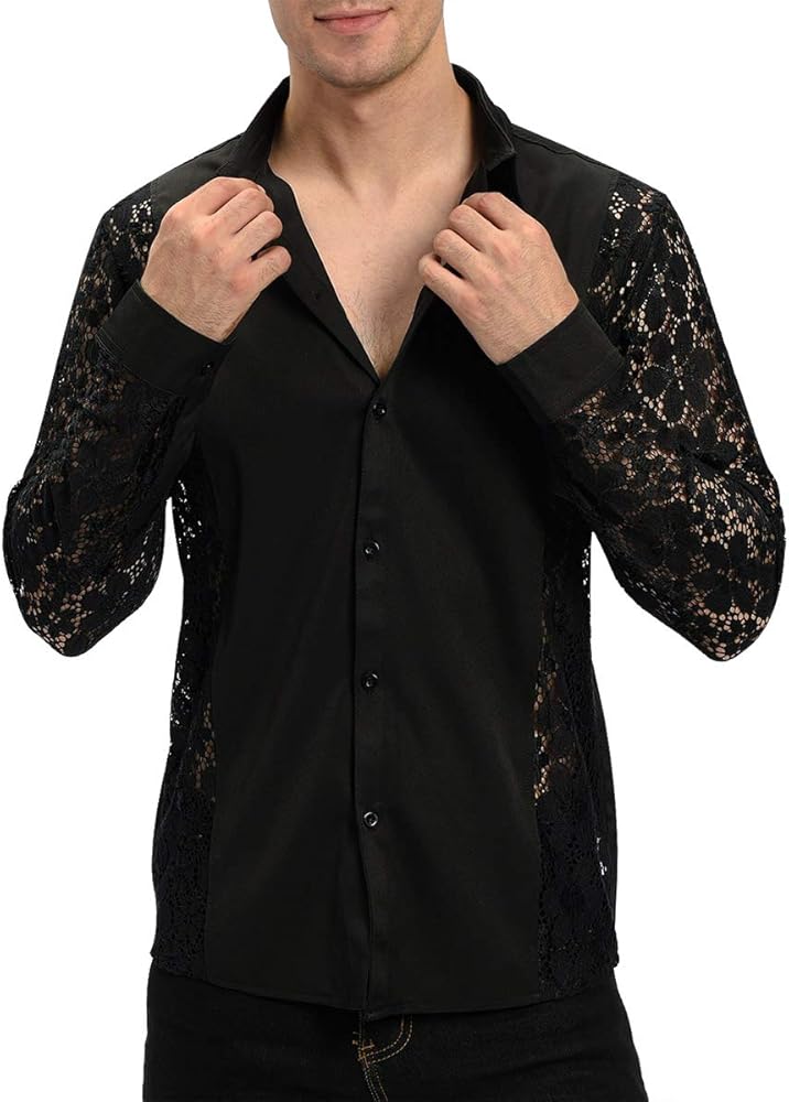 fishnet button up shirt