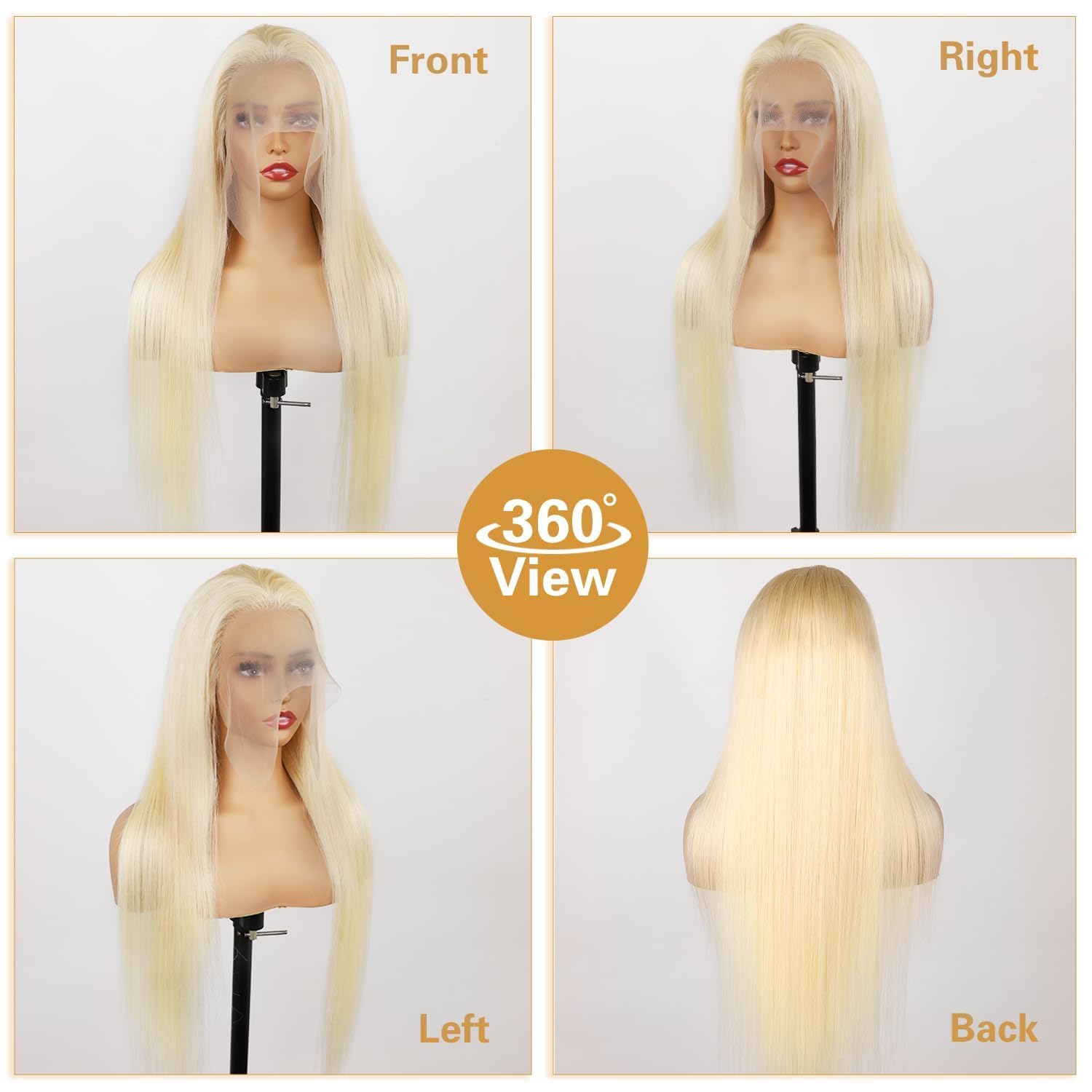 613 Lace Front Wig Human Hair 200 Density 613 13x6 Straight Lace Front Wigs Blonde Human Hair Wig Pre plucked for Women 613 HD Lace Frontal Wig 13x6 24 Inch