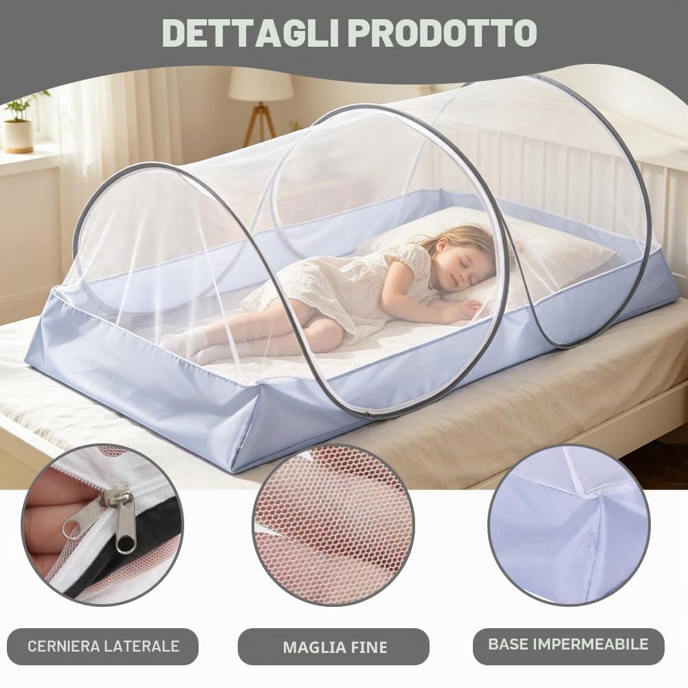 Zanzariera pop-up, 200 x 100 cm, pieghevole, per letto matrimoniale, zanzariera da viaggio, ultraleggera, con fondo per campeggio e casa