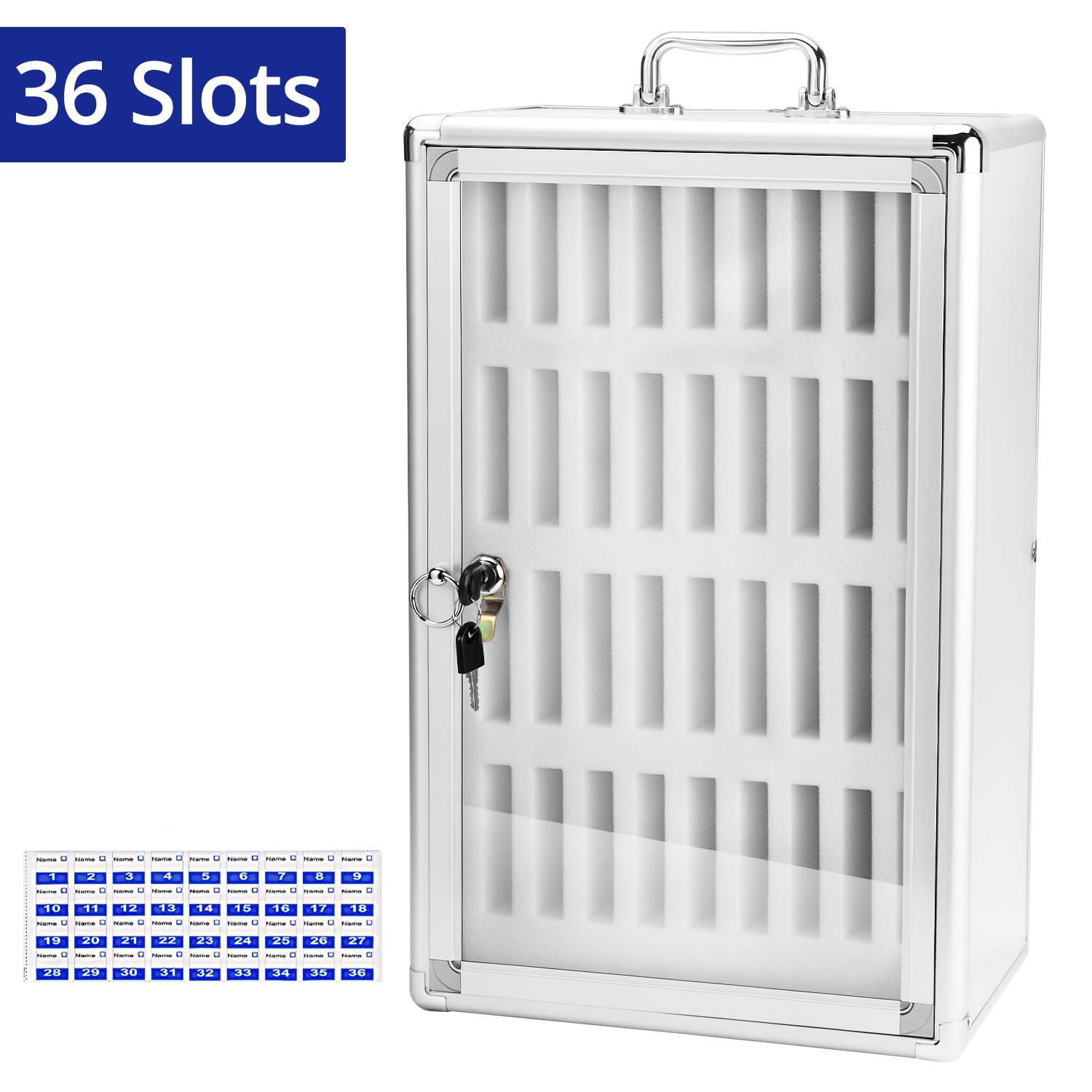 QWORK® gabinete de Almacenamiento para teléfono Celular 36 Ranuras para Montaje en Mesa y Pared, Caja Fuerte para teléfono Celular con Cerradura de Seguridad para escuelas y oficinas